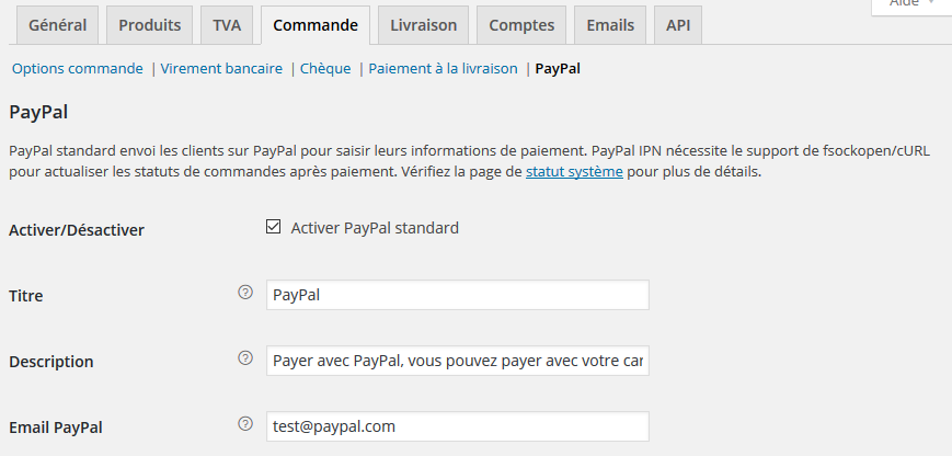 Mode de payement Paypal