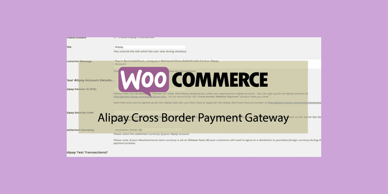Plugin woocommerce Alipay Cross Border Payment Gateway – Passerelle de paiement pour la Chine