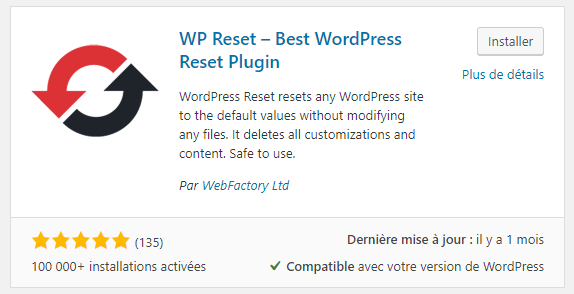 On a testé : WP Reset Best WordPress Reset Plugin