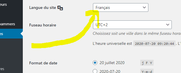 Mon site WordPress reste en anglais alors que je règle sur Français …  la soluce.