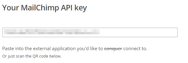 Clé API générée chez MailChimp