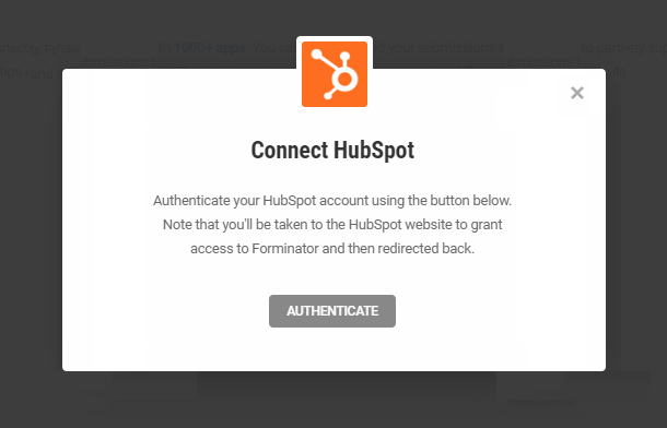 Authentifiez HubSpot pour l'intégration avec Forminator