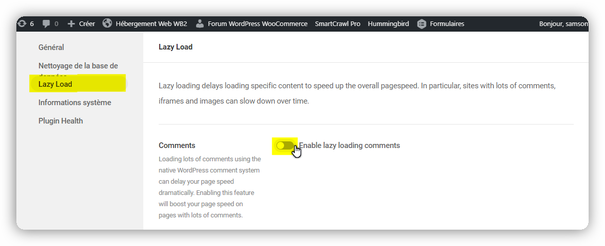 enable lazy loading comments