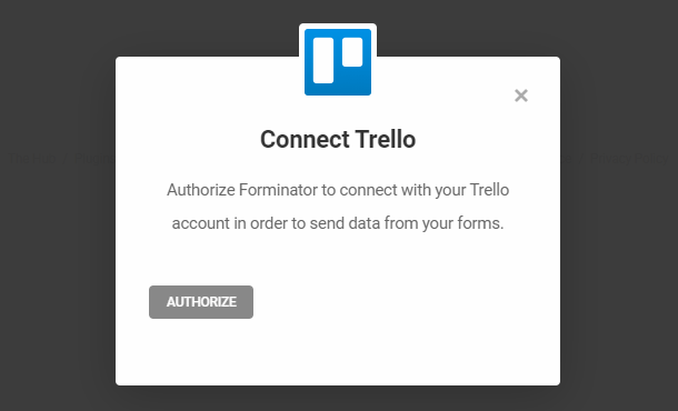 Autoriser Trello pour l'intégration dans Forminator