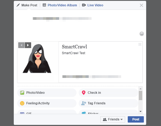 Page d'accueil Aperçu de Facebook dans SmartCrawl