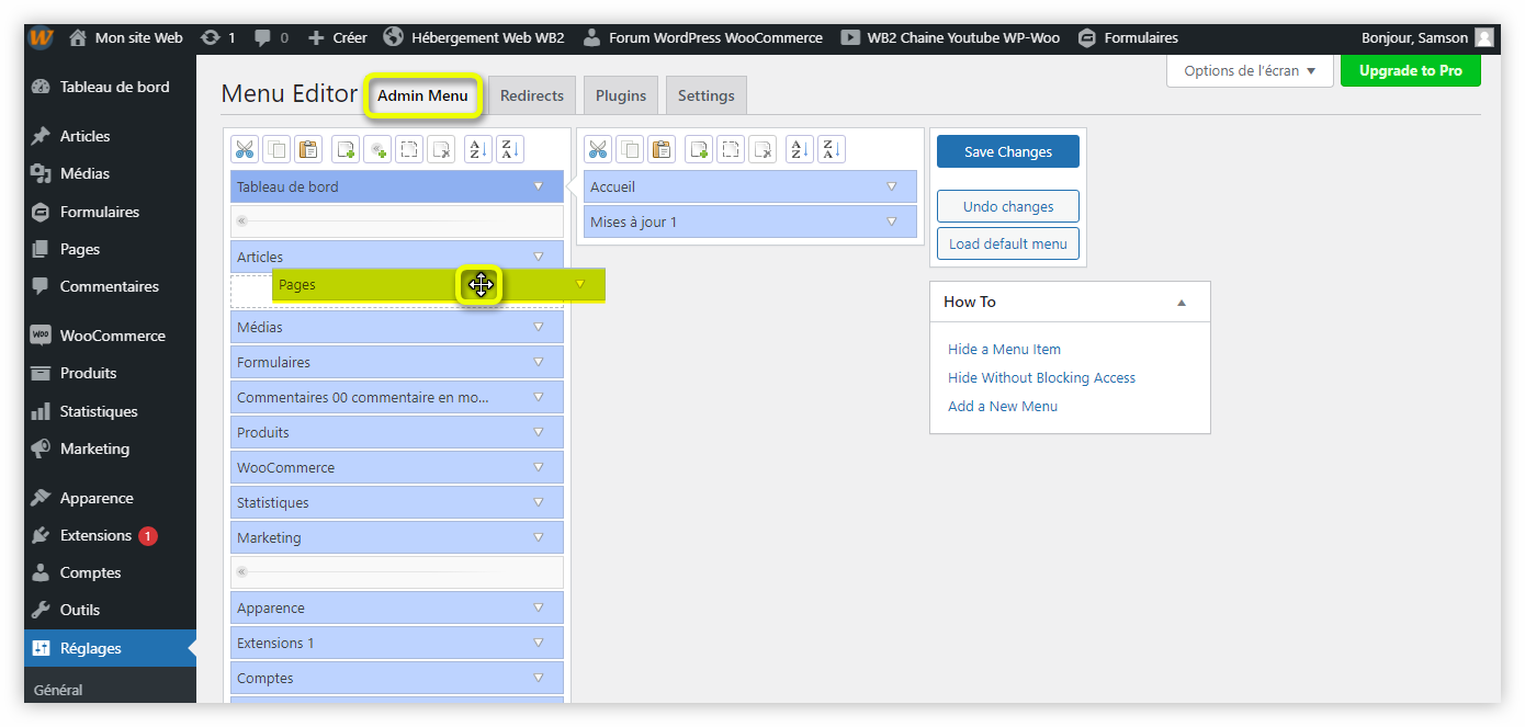 Admin Menu Editor - Modifier et réarranger le menu d’administration ...